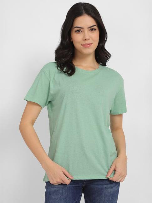 allen solly green cotton regular fit t-shirt