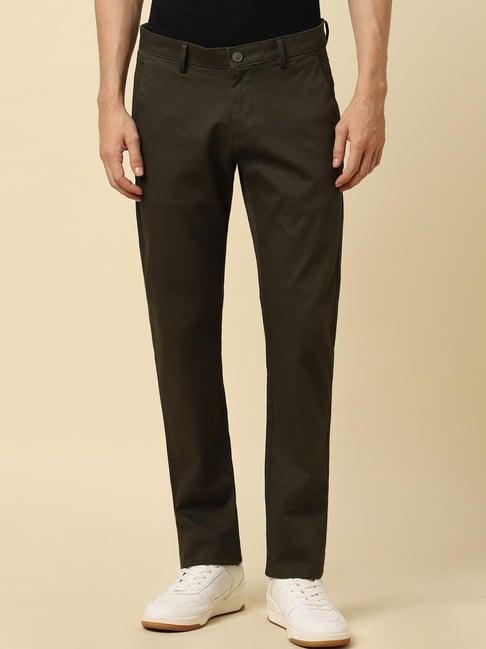 allen solly green cotton skinny fit trousers