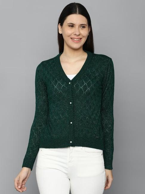 allen solly green cotton textured sweater