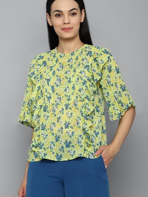 allen solly green floral print top