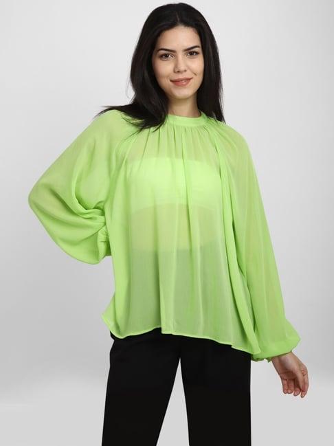 allen solly green pleated top