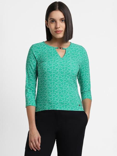 allen solly green printed top