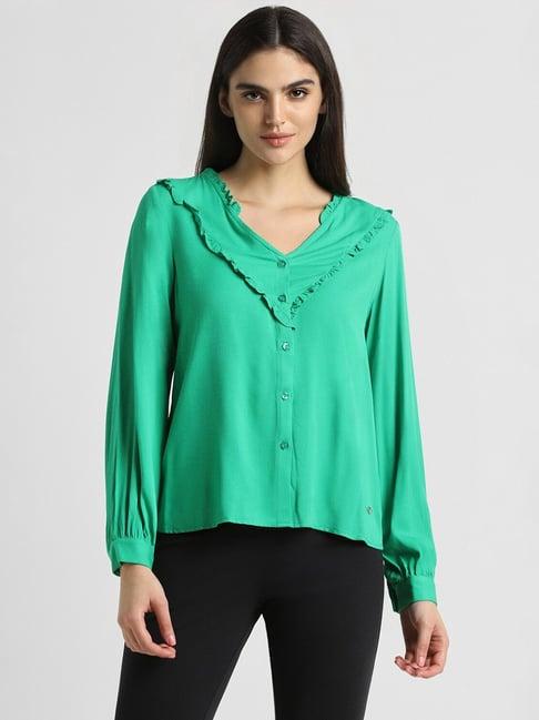 allen solly green regular fit shirt