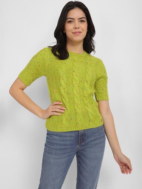 allen solly green self design sweater