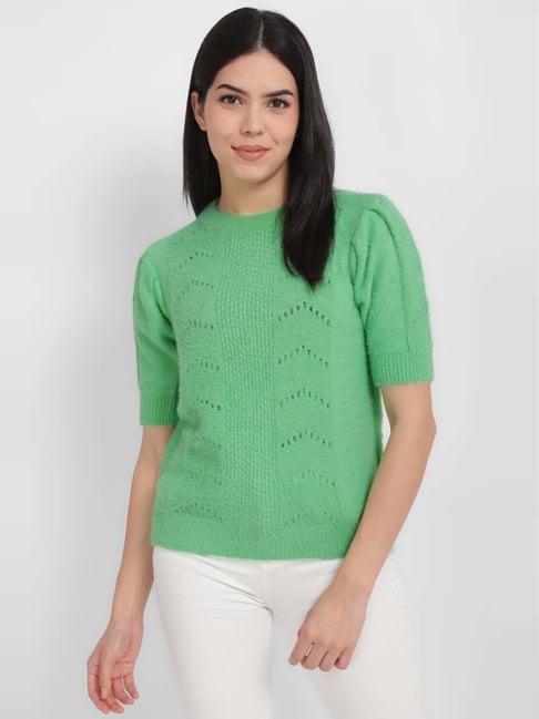 allen solly green self pattern sweater