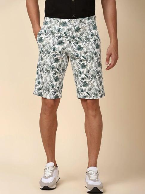 allen solly green slim fit printed shorts