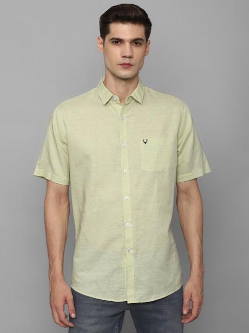 allen solly green slim fit shirt