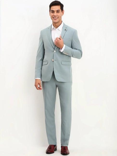 allen solly green slim fit three piece suits