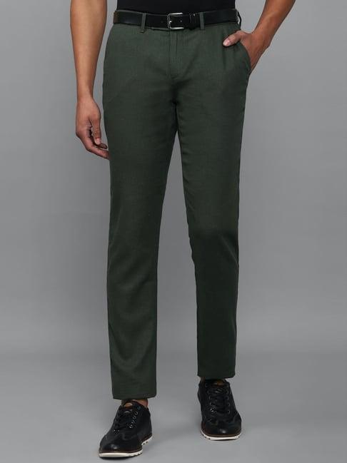 allen solly green slim fit trousers