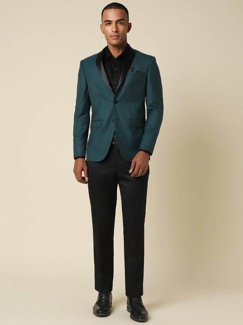 allen solly green slim fit two piece suit