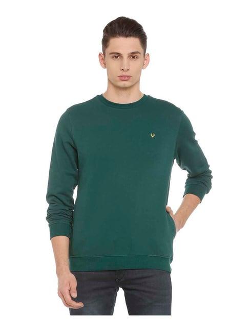 allen solly green solid full sleeves sweatshirt