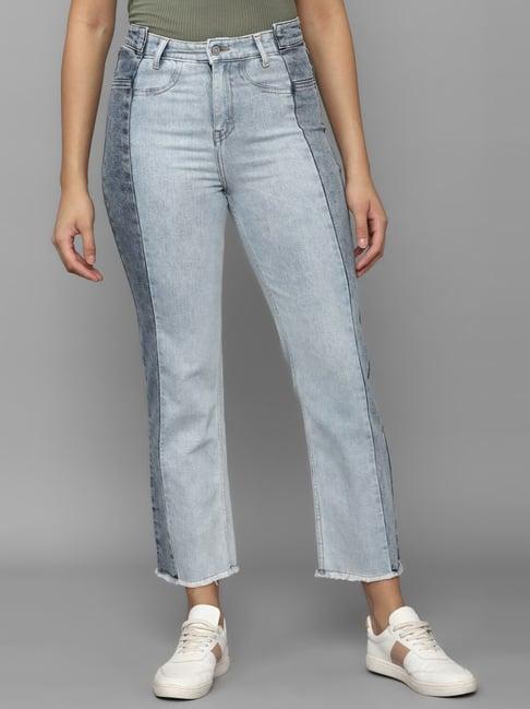 allen solly grey & blue mid rise jeans