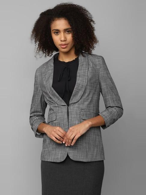 allen solly grey chequered blazer