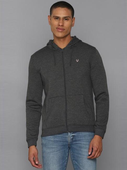 allen solly grey cotton regular fit hooded sweatshirts