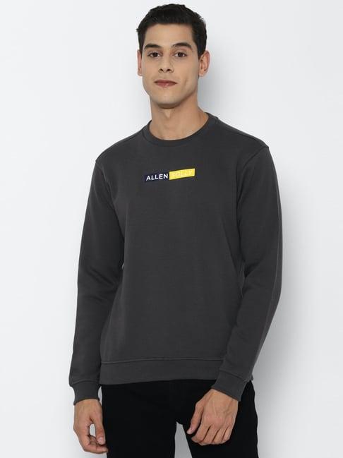 allen solly grey cotton regular fit printed sweatshirt