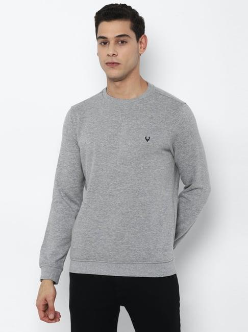 allen solly grey cotton regular fit textured sweatshirt