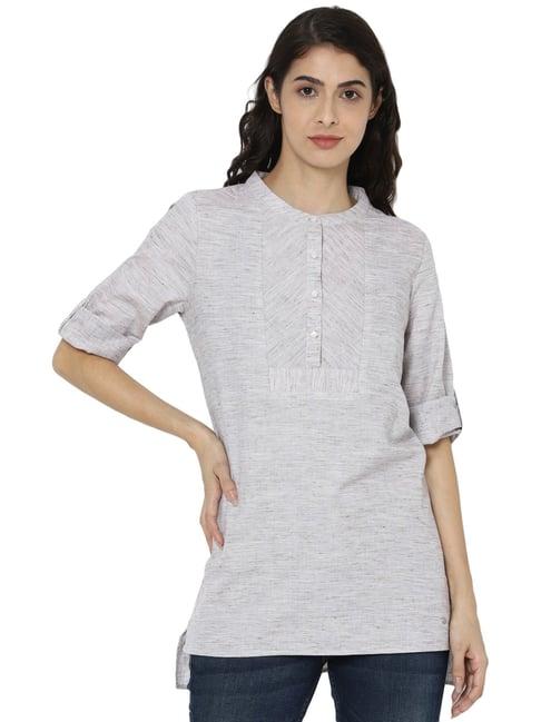 allen solly grey cotton self pattern tunic