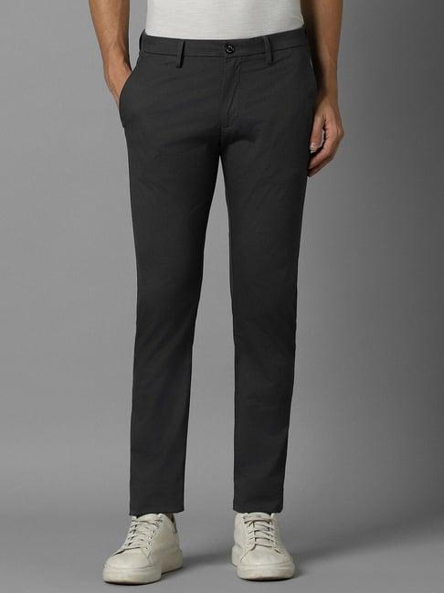 allen solly grey cotton slim fit printed trousers