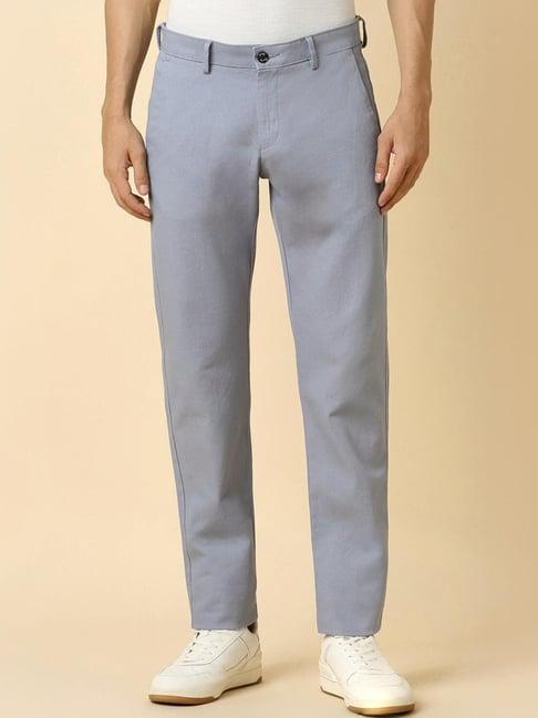 allen solly grey cotton slim fit trousers