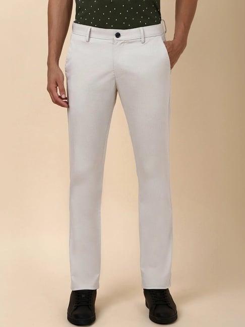 allen solly grey cotton slim fit trousers