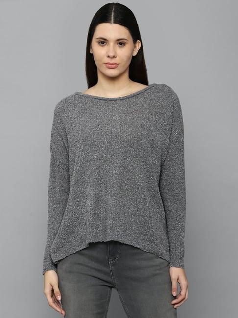 allen solly grey cotton textured sweater