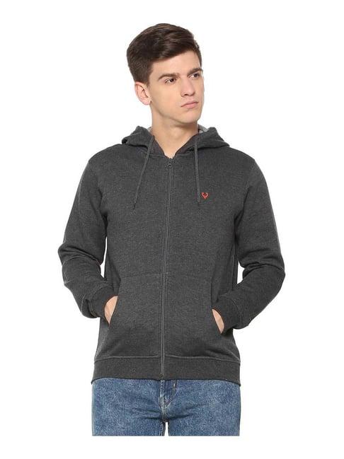 allen solly grey full sleeves solid hoodie