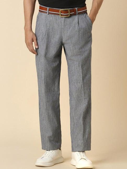 allen solly grey regular fit texture trousers