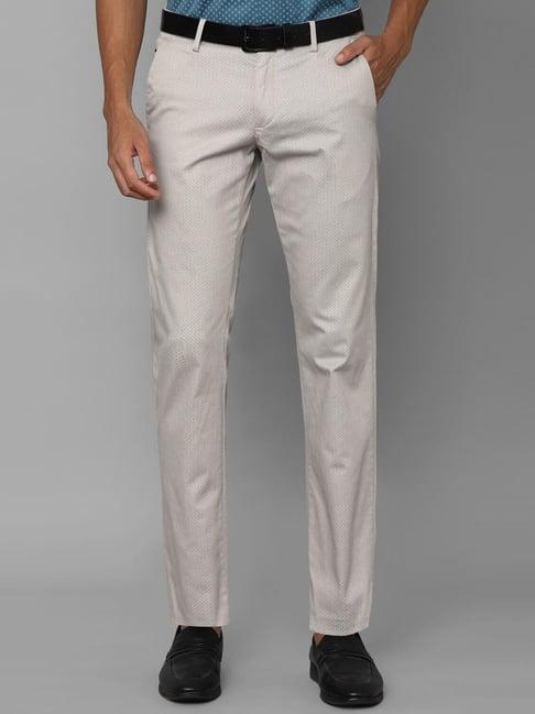 allen solly grey slim fit printed trousers