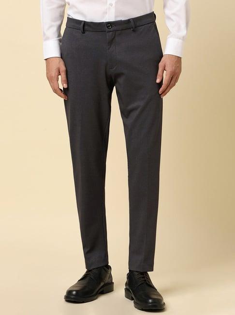 allen solly grey slim fit printed trousers