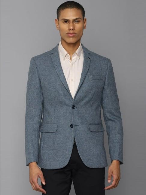 allen solly grey slim fit texture blazer