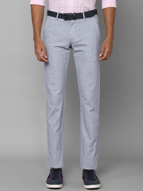 allen solly grey slim fit texture trousers