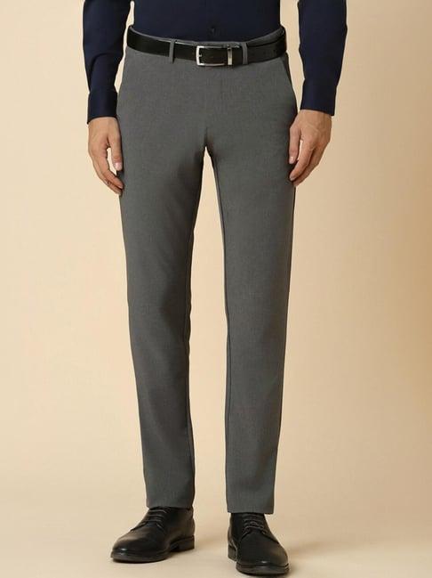 allen solly grey slim fit texture trousers