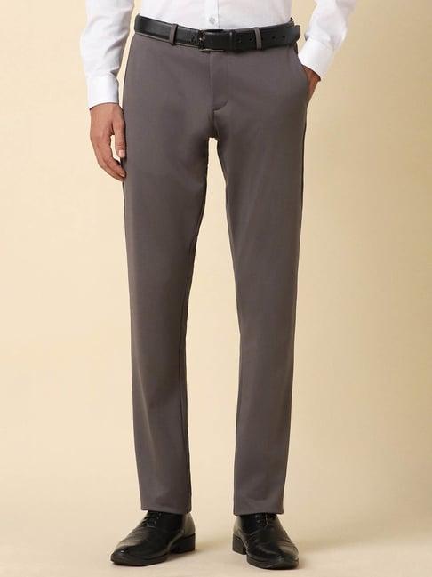 allen solly grey slim fit trousers