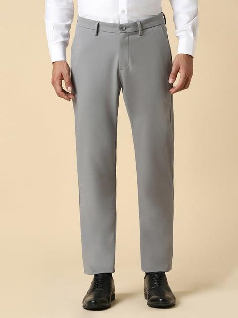 allen solly grey slim fit trousers