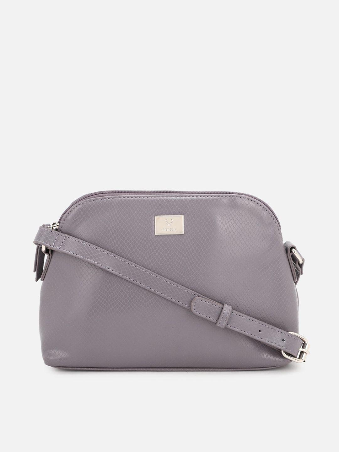 allen solly grey textured pu structured sling bag