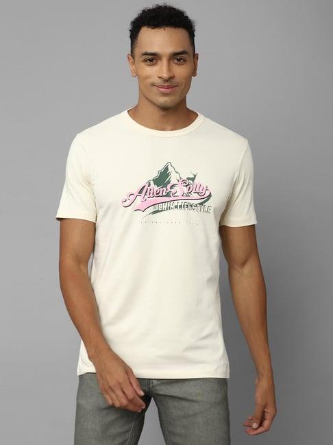 allen solly jeans beige regular fit printed t-shirt