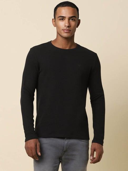 allen solly jeans black cotton regular fit t-shirt