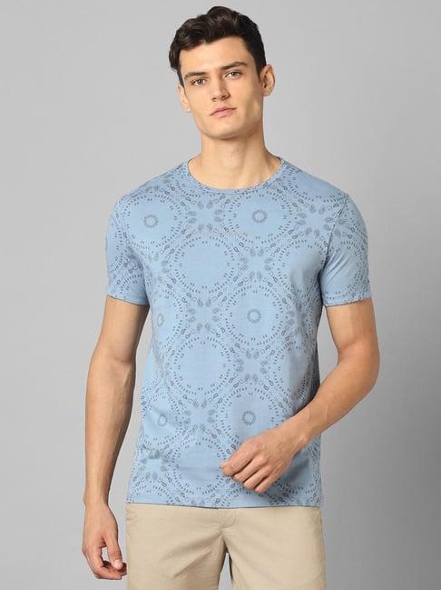 allen solly jeans blue cotton regular fit printed t-shirt