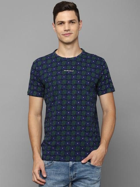 allen solly jeans blue cotton regular fit printed t-shirt