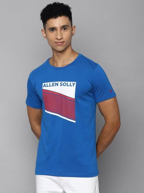 allen solly jeans blue cotton regular fit printed t-shirt