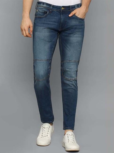 allen solly jeans blue cotton regular fit self pattern jeans