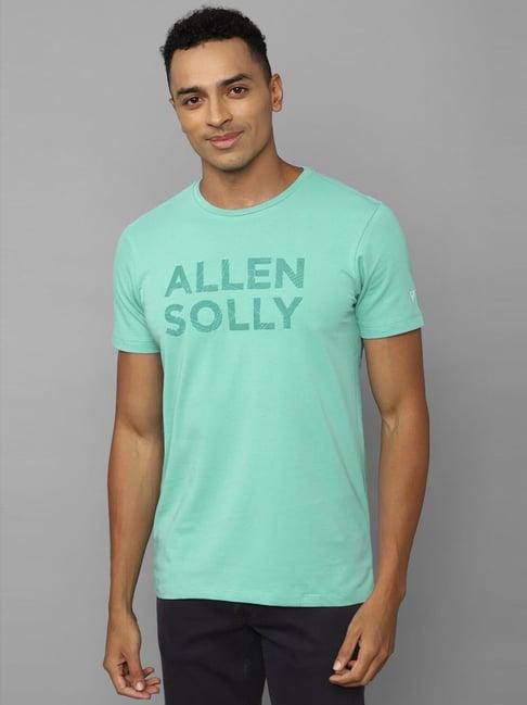 allen solly jeans blue cotton slim fit printed t-shirt