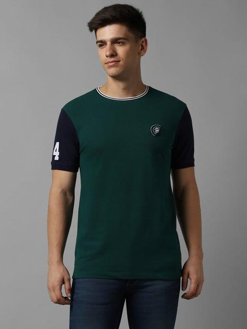 allen solly jeans bottle green cotton regular fit t-shirt