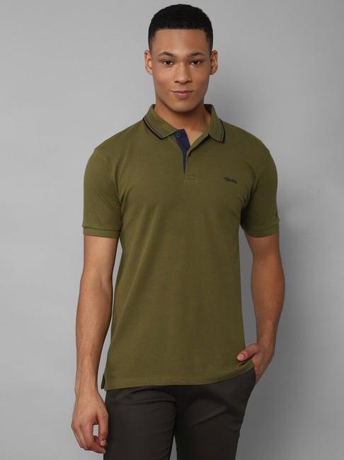 allen solly jeans green cotton regular fit polo t-shirt