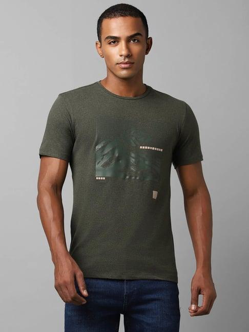 allen solly jeans green cotton regular fit printed t-shirt