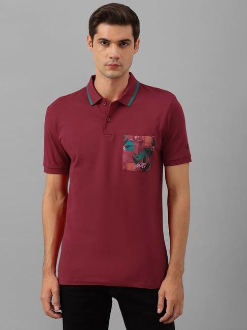 allen solly jeans maroon regular fit polo t-shirt