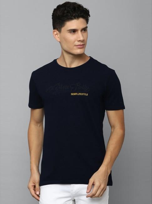 allen solly jeans navy blue cotton regular fit t-shirt