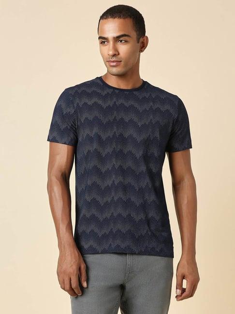 allen solly jeans navy cotton regular fit printed t-shirt