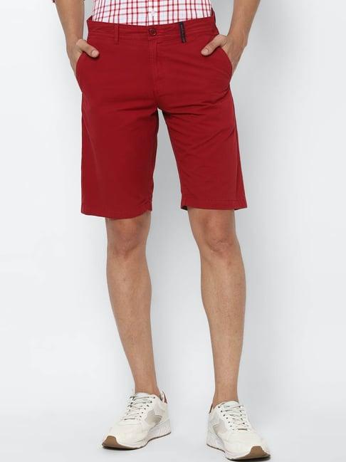 allen solly jeans red slim fit shorts
