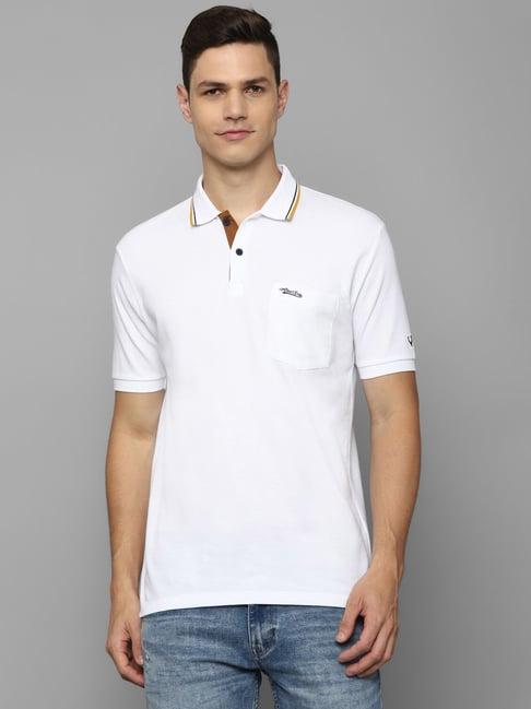 allen solly jeans white cotton regular fit polo t-shirt